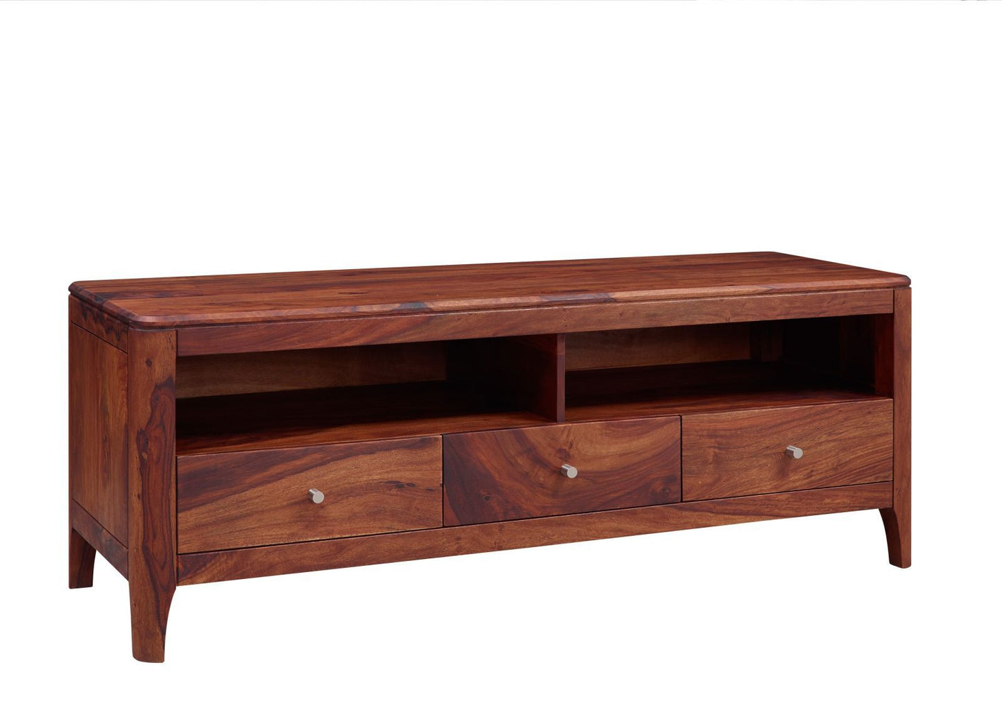 Sheesham Wood 3-Drawer 2-Shelf TV Unit - Quality Entertainment Center