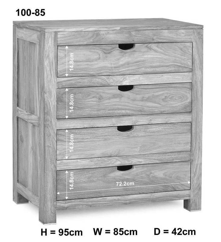 Suryavanshi Sheesham Wood Chest of Drawers – Natural and Spacious Furniture for Your Bedroom (Sheesham Wood, W85 D42 H95 cm)