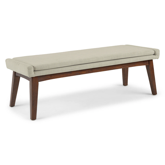 Suryavanshi Premium Upholstered Wooden Bench – Mid-Century Modern Padded Seating for Home & Office (Beige & Walnut Finish)