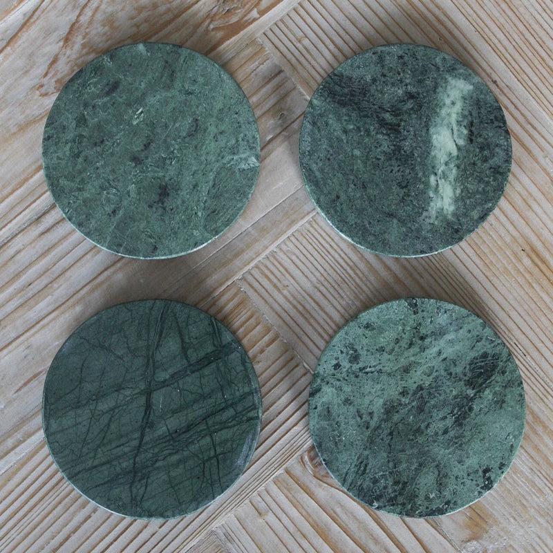 Suryavanshi Green Marble Coasters | Set of 4 Platinum Blaze