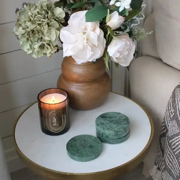 Suryavanshi Green Marble Coasters | Set of 4 Platinum Blaze