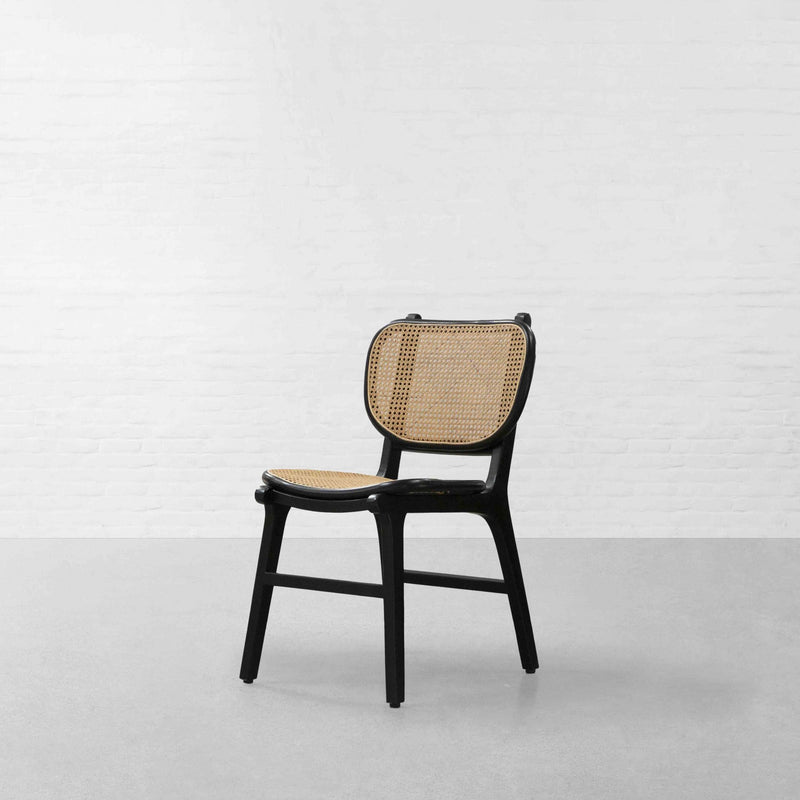 Suryavanshi Sheesham Wood Rattan Dining Chair, Black Wood Frame with Natural Cane Weave Seat and Back | for Dinning Room Rattan Dinning Chair Modern (Black)
