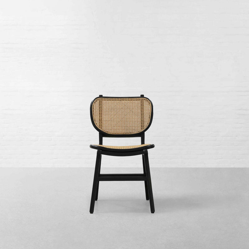 Suryavanshi Sheesham Wood Rattan Dining Chair, Black Wood Frame with Natural Cane Weave Seat and Back | for Dinning Room Rattan Dinning Chair Modern (Black)