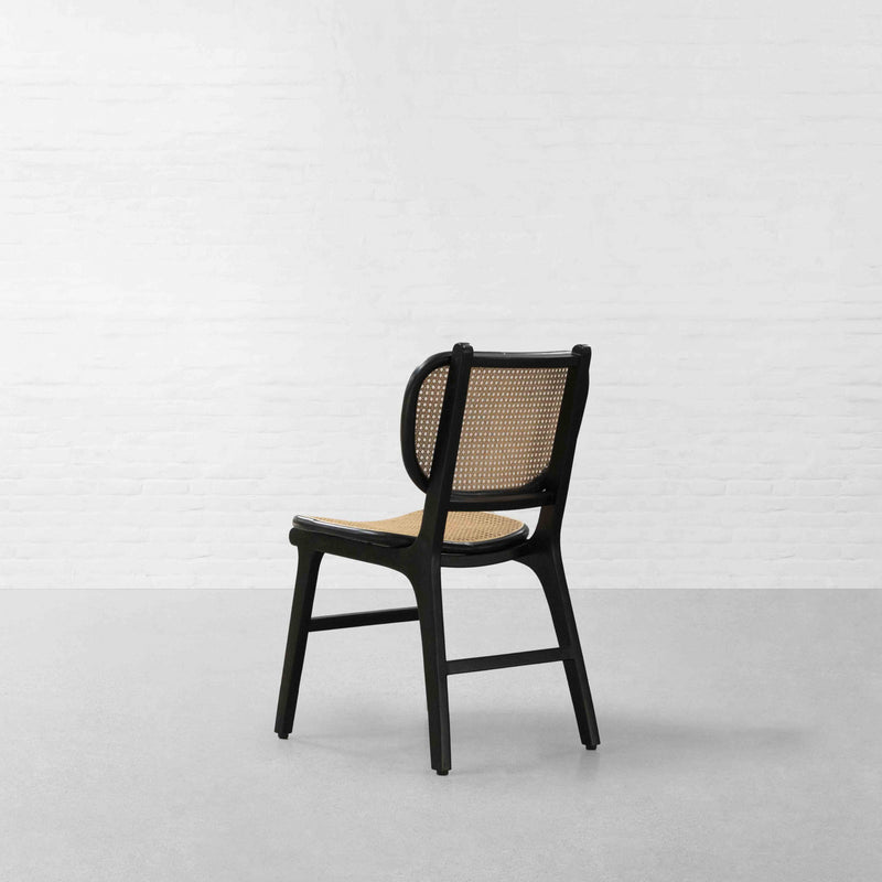 Suryavanshi Sheesham Wood Rattan Dining Chair, Black Wood Frame with Natural Cane Weave Seat and Back | for Dinning Room Rattan Dinning Chair Modern (Black)