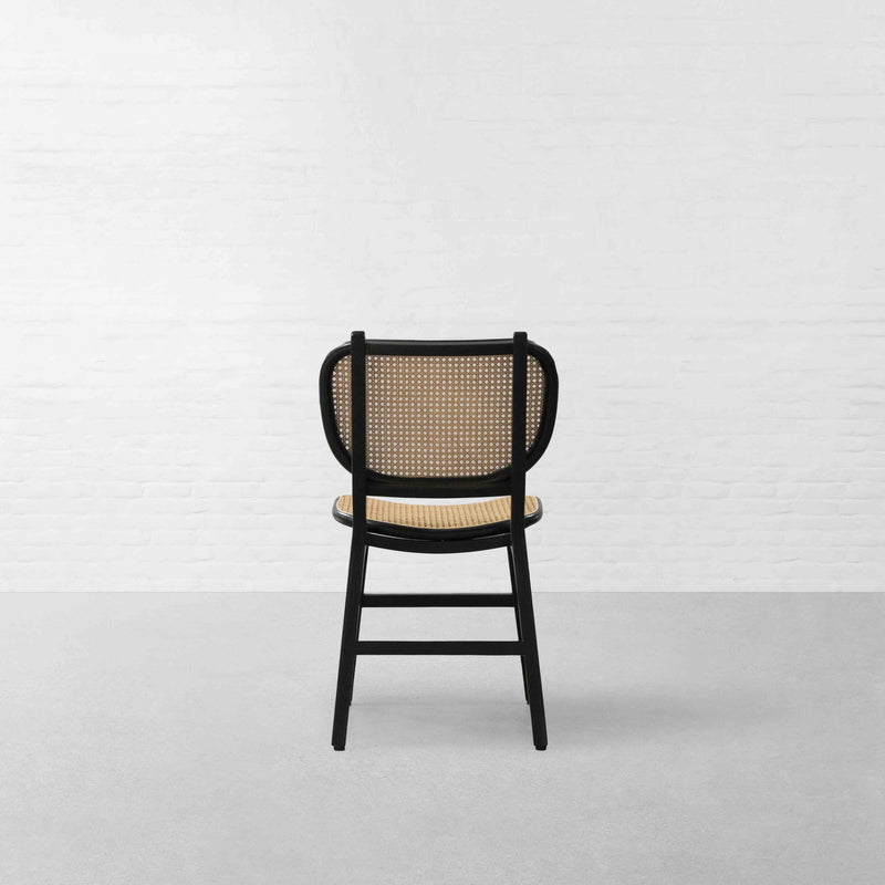 Suryavanshi Sheesham Wood Rattan Dining Chair, Black Wood Frame with Natural Cane Weave Seat and Back | for Dinning Room Rattan Dinning Chair Modern (Black)