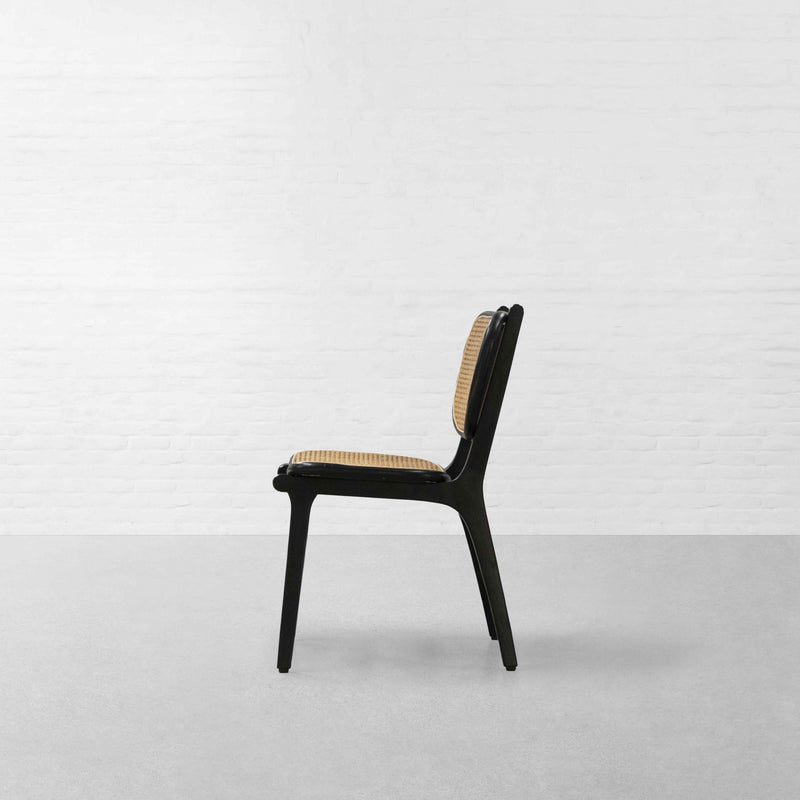 Suryavanshi Sheesham Wood Rattan Dining Chair, Black Wood Frame with Natural Cane Weave Seat and Back | for Dinning Room Rattan Dinning Chair Modern (Black)