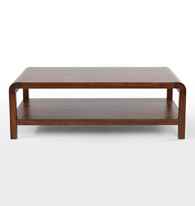 Suryavanshi Solid Sheesham Wood Coffee Table with Open Shelf Storage for Living Room | Natural Walnut Finish | Rectangular Center Table