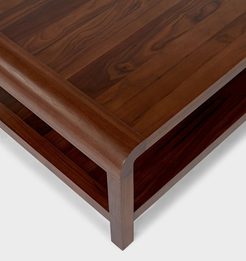 Suryavanshi Solid Sheesham Wood Coffee Table with Open Shelf Storage for Living Room | Natural Walnut Finish | Rectangular Center Table