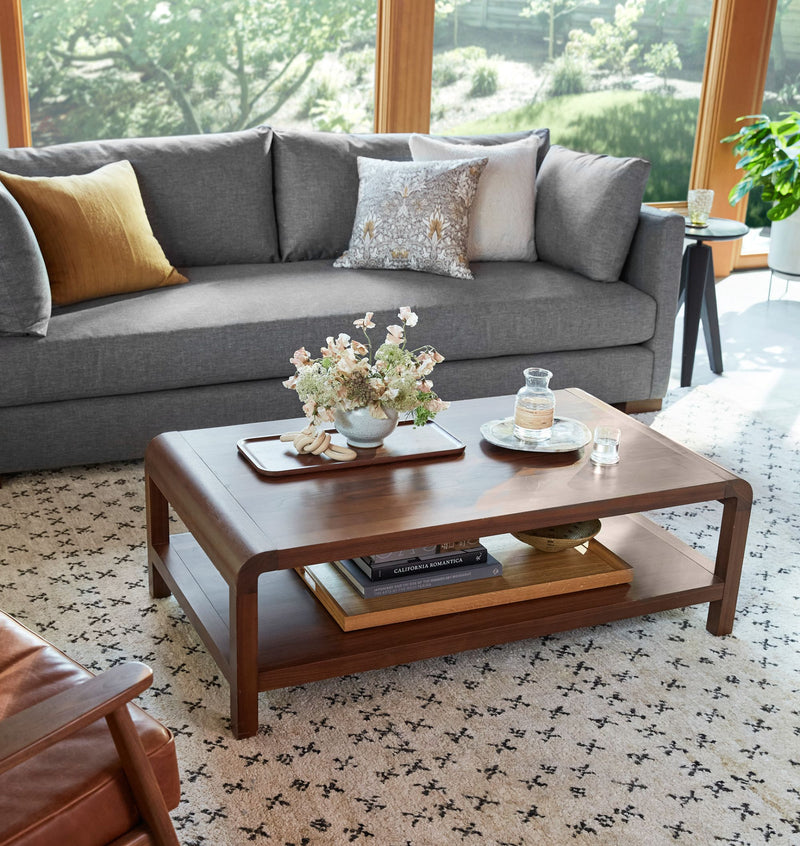 Suryavanshi Solid Sheesham Wood Coffee Table with Open Shelf Storage for Living Room | Natural Walnut Finish | Rectangular Center Table