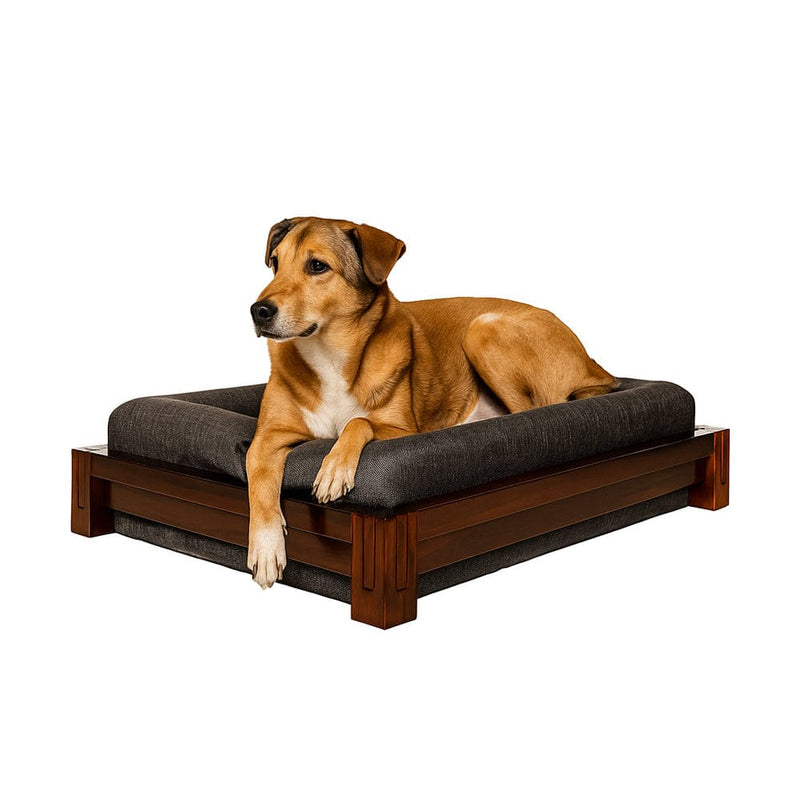 Premium Sheesham Wood Dog Bed with Cushion – Sturdy Wooden Pet Sofa for Medium & Large Dogs, Elegant Handcrafted Design