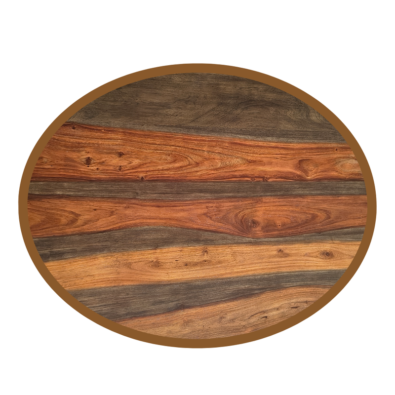 Oval Solid Sheesham Wood Center Table for Living Room with Storage Drawers