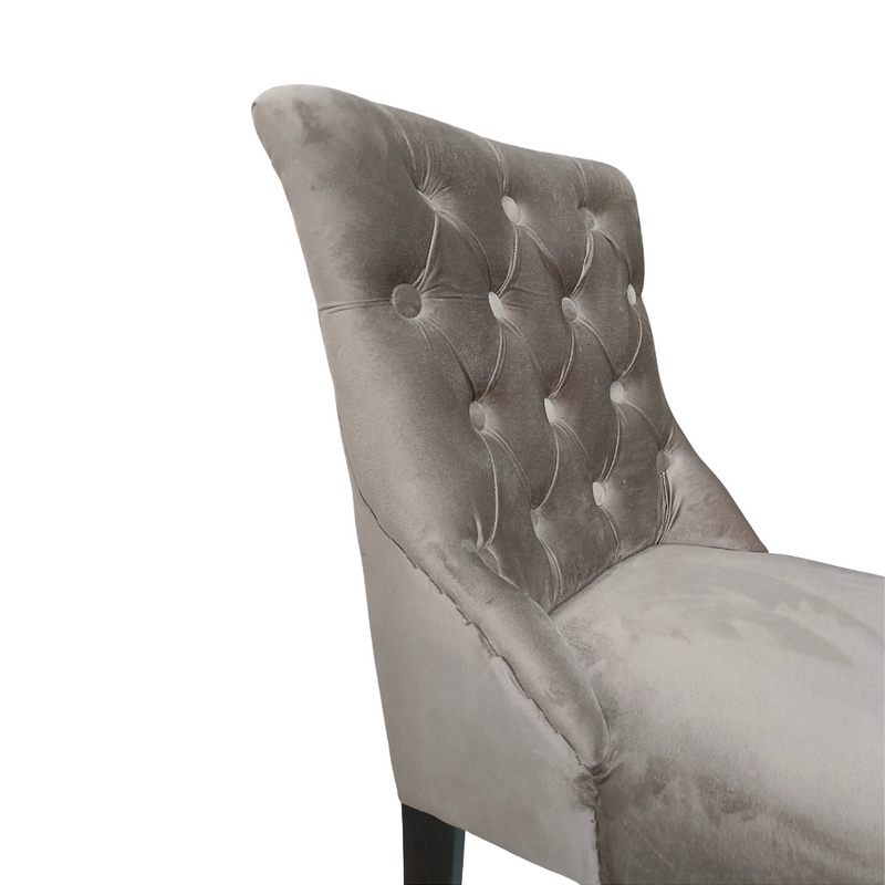 Velvet Upholstered Dining Chair with Button Tufted Backrest – Elegant Accent Chair with Solid Wood Legs for Living Room, Dining Room, or Bedroom – Beige