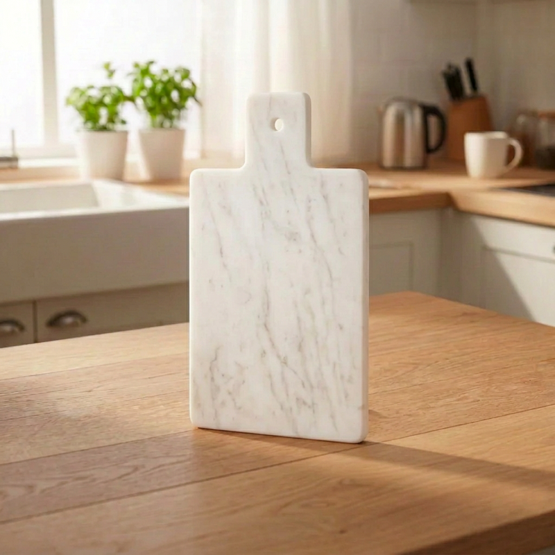 Premium White Marble Cutting Board - Durable Stone for Chopping, Serving, Charcuterie, and Cheese - Modern Kitchen Decor