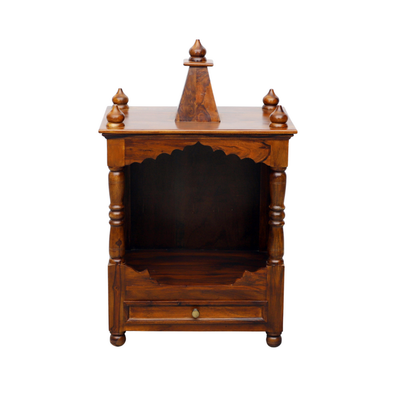 Suryavanshi Sheesham Wood Open Temple with Drawer – A Serene Space for Devotion