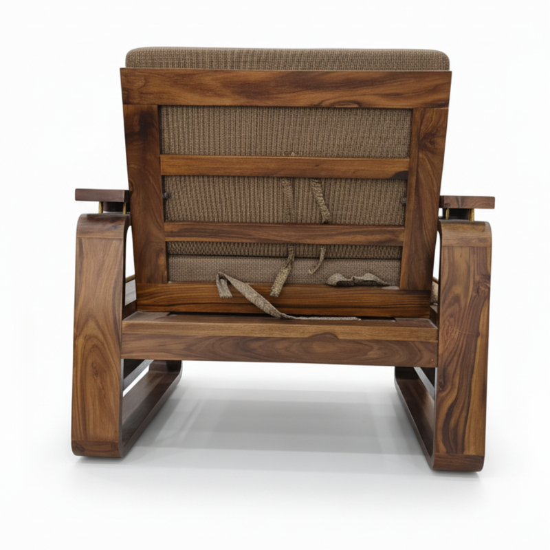 Suryavanshi Sheesham Wood 1-Seater Sofa with Handwoven Jute Fabric – Classic Cane Panel Design