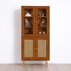 Nay-7 Sheesham Wood 4 Door Soft Closed Shelves Storage Kitchen Cabinet ( Honey Finish )