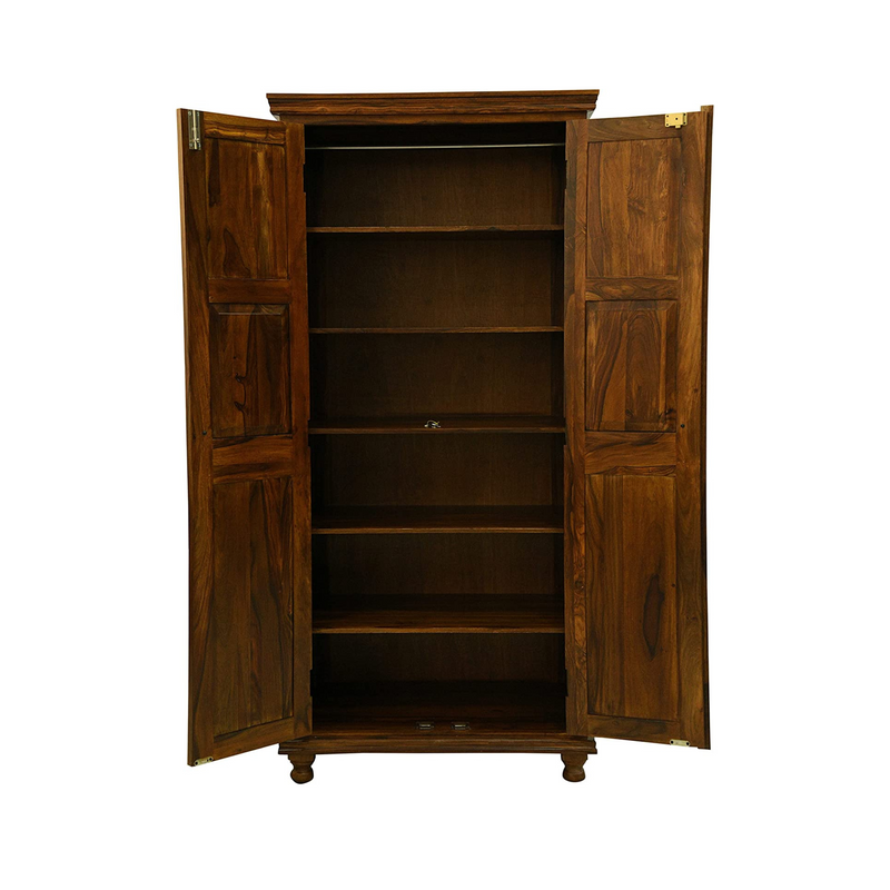 Suryavanshi Sheesham Wood 2 Door Wardrobe - Pottery Tiles, Ample Storage, and Elegant Design, Wooden Cabinet, Wooden Storage Cabinet, 55D x 91W x 196H Cm
