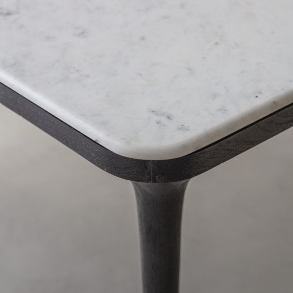 Suryavanshi Acacia Wood Dining Table with White Marble Top – Natural Finish