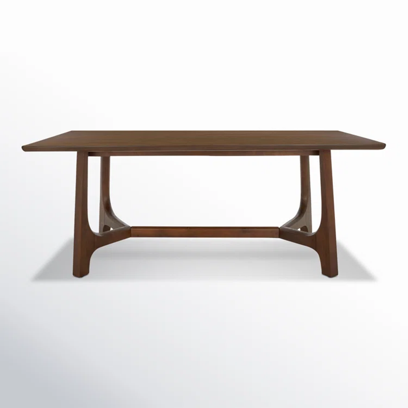Suryavanshi Solid Mango Wood 6 Seater Dining Table for Home | Dark Mahogany Finish Rectangular Table | Modern Trestle Base Wooden Dining Table for Kitchen & Dining Room
