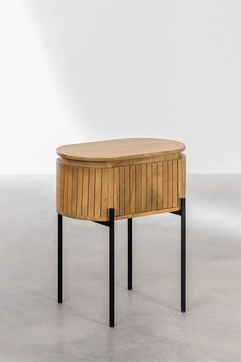 EQUILIBRIUM Mango Solid Wood Bedside Table With Storage - Nightstand