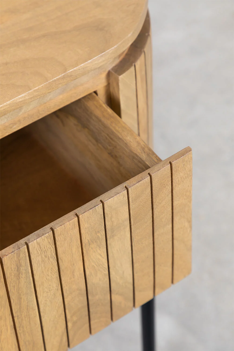 EQUILIBRIUM Mango Solid Wood Bedside Table With Storage - Nightstand