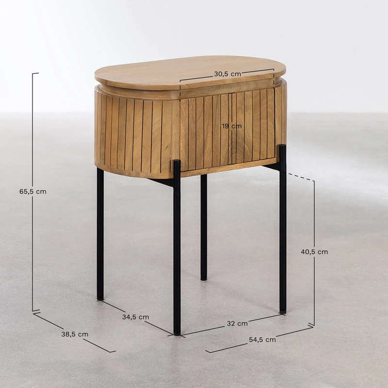 EQUILIBRIUM Mango Solid Wood Bedside Table With Storage - Nightstand