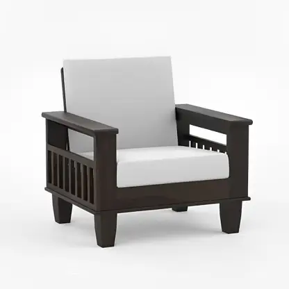 Suryavanshi Sheesham Wood Cushioned Upholstery - 1 Seater Sofa