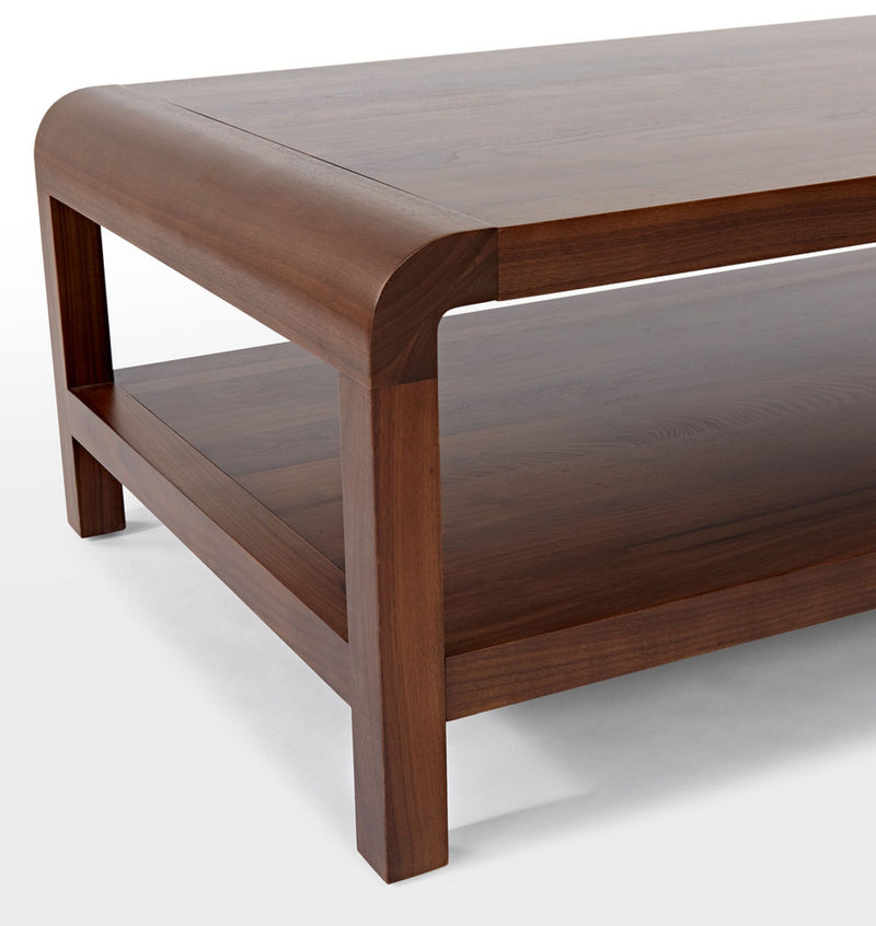 Suryavanshi Solid Sheesham Wood Coffee Table with Open Shelf Storage for Living Room | Natural Walnut Finish | Rectangular Center Table