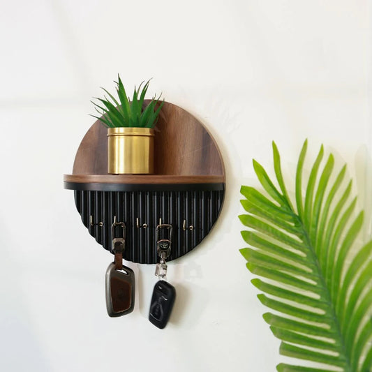Suryavanshi Solid Wood Wall Mounted Key Holder with Shelf