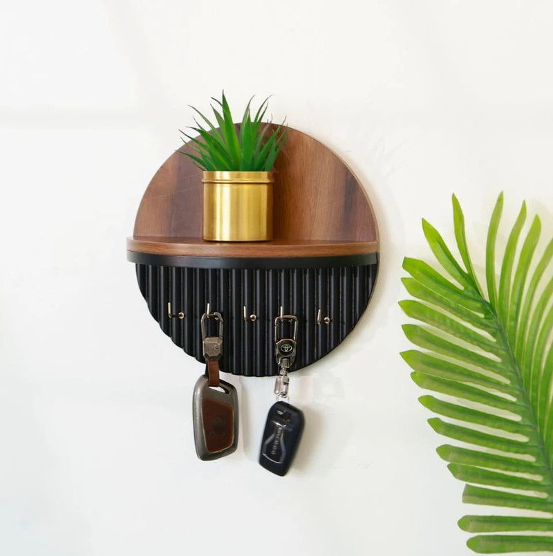 Suryavanshi Solid Wood Wall Mounted Key Holder with Shelf