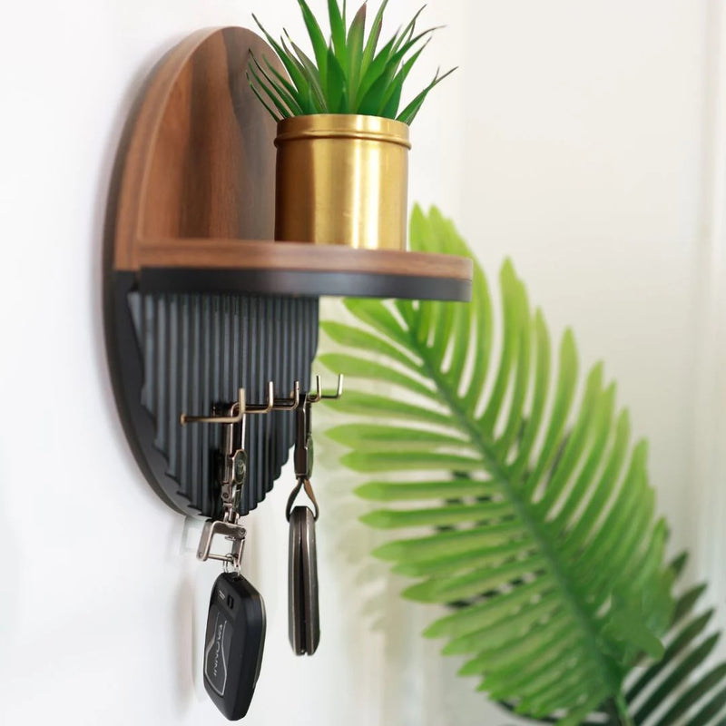Suryavanshi Solid Wood Wall Mounted Key Holder with Shelf