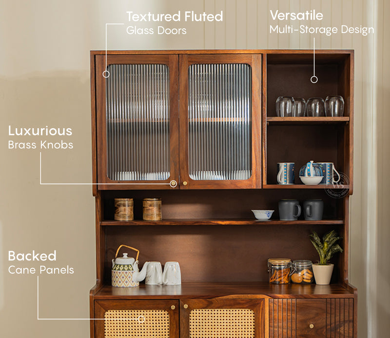 Artisan Crockery Cane Storage Cabinet
