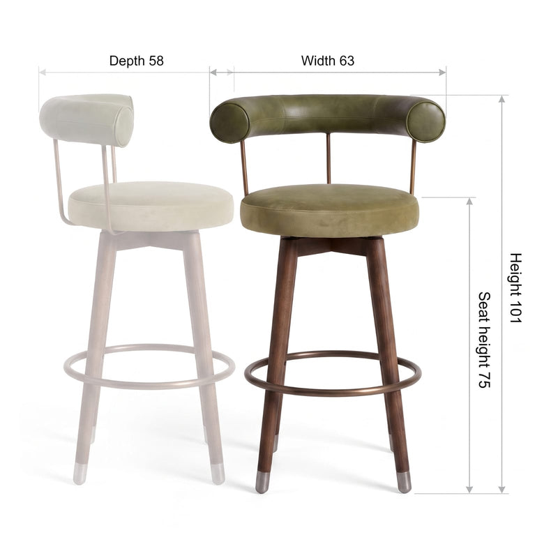 Sterling Olive Green Leatherette Counter Height Bar Stool