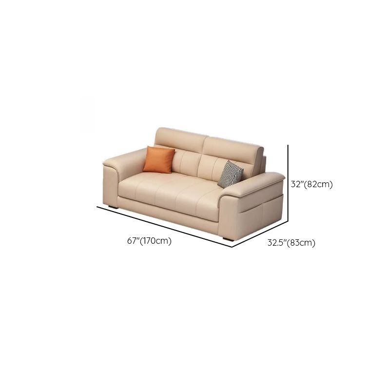 Trendy Ivory Pu Leather Solid Color Floor Sofa-Beige