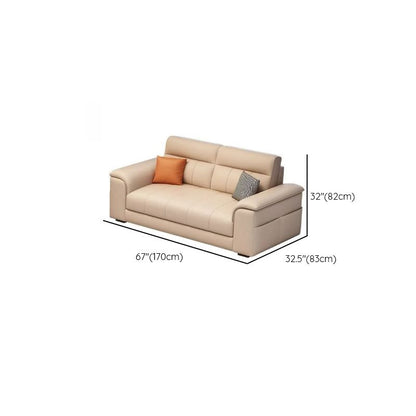 Trendy Ivory Pu Leather Solid Color Floor Sofa-Beige