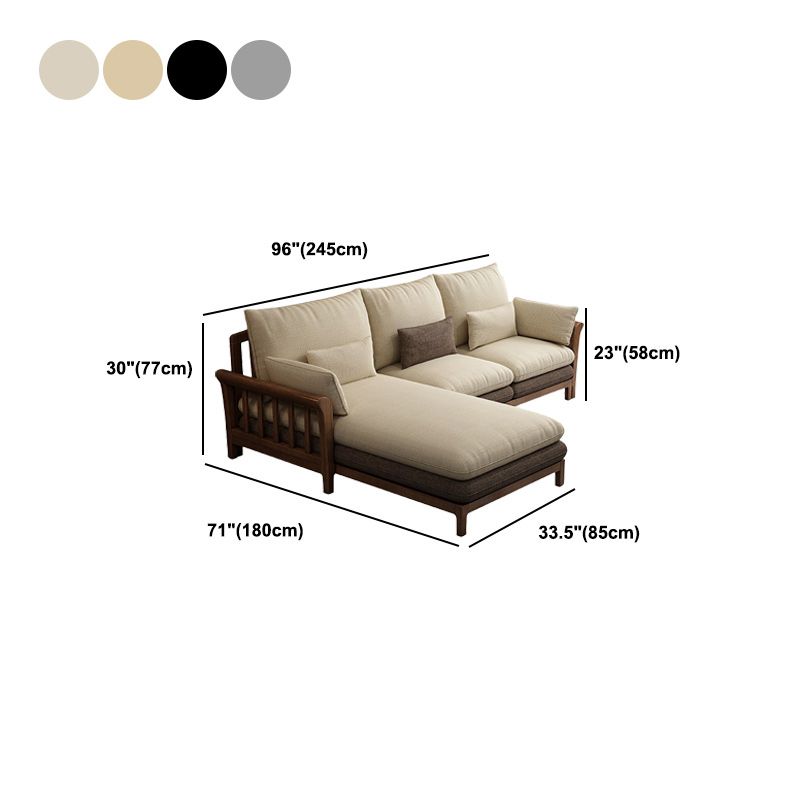 Suryavanshi ZenComfort Flared Arm Sectional Sofa, Removable Cushions with Wooden Legs