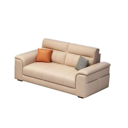 Trendy Ivory Pu Leather Solid Color Floor Sofa-Beige