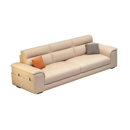 Trendy Ivory Pu Leather Solid Color Floor Sofa-Beige