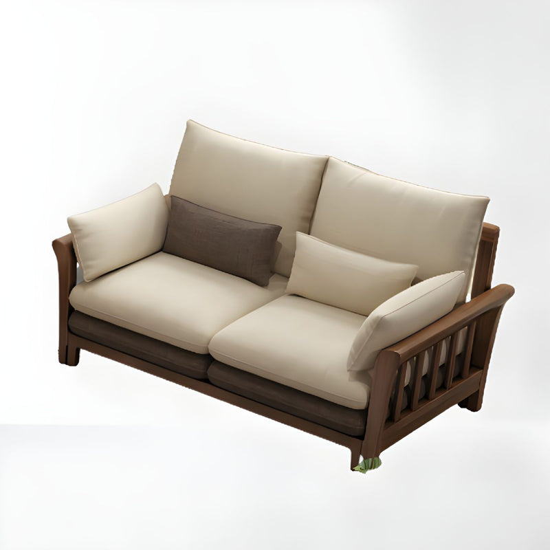 Suryavanshi ZenComfort Flared Arm Sectional Sofa, Removable Cushions with Wooden Legs