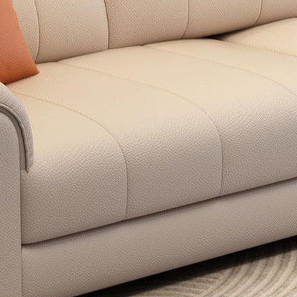 Trendy Ivory Pu Leather Solid Color Floor Sofa-Beige