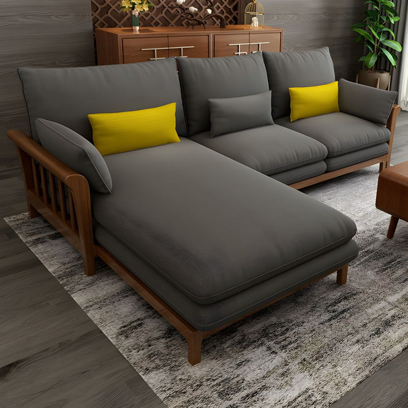 Suryavanshi ZenComfort Flared Arm Sectional Sofa, Removable Cushions with Wooden Legs