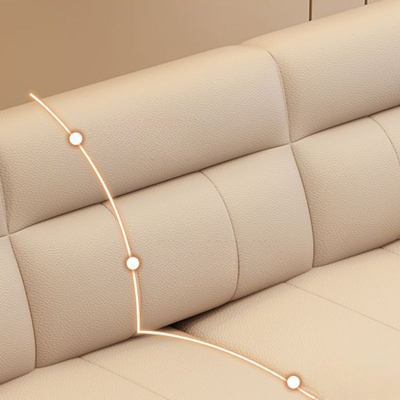 Trendy Ivory Pu Leather Solid Color Floor Sofa-Beige