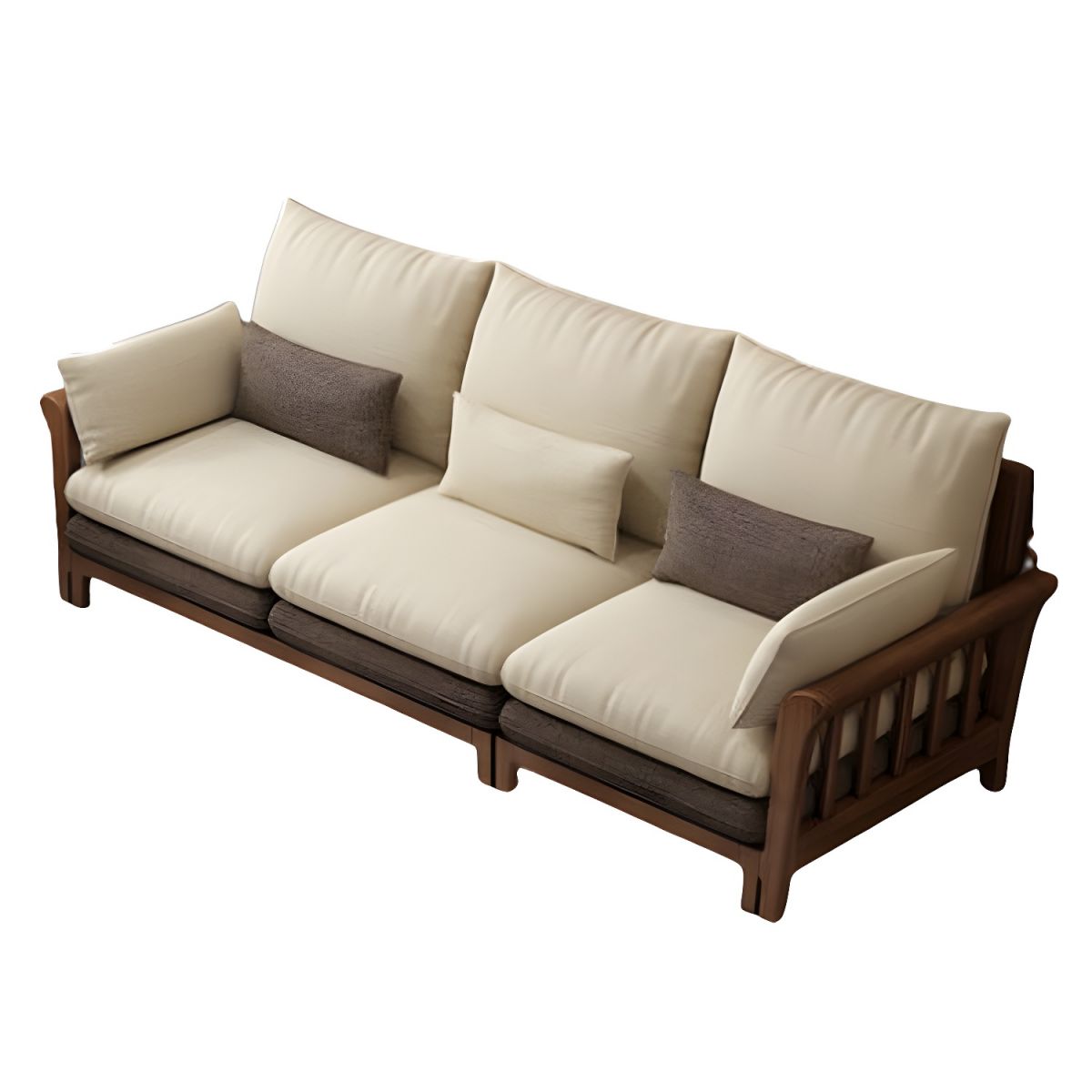 Suryavanshi ZenComfort Flared Arm Sectional Sofa, Removable Cushions with Wooden Legs