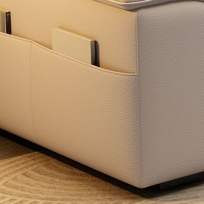 Trendy Ivory Pu Leather Solid Color Floor Sofa-Beige