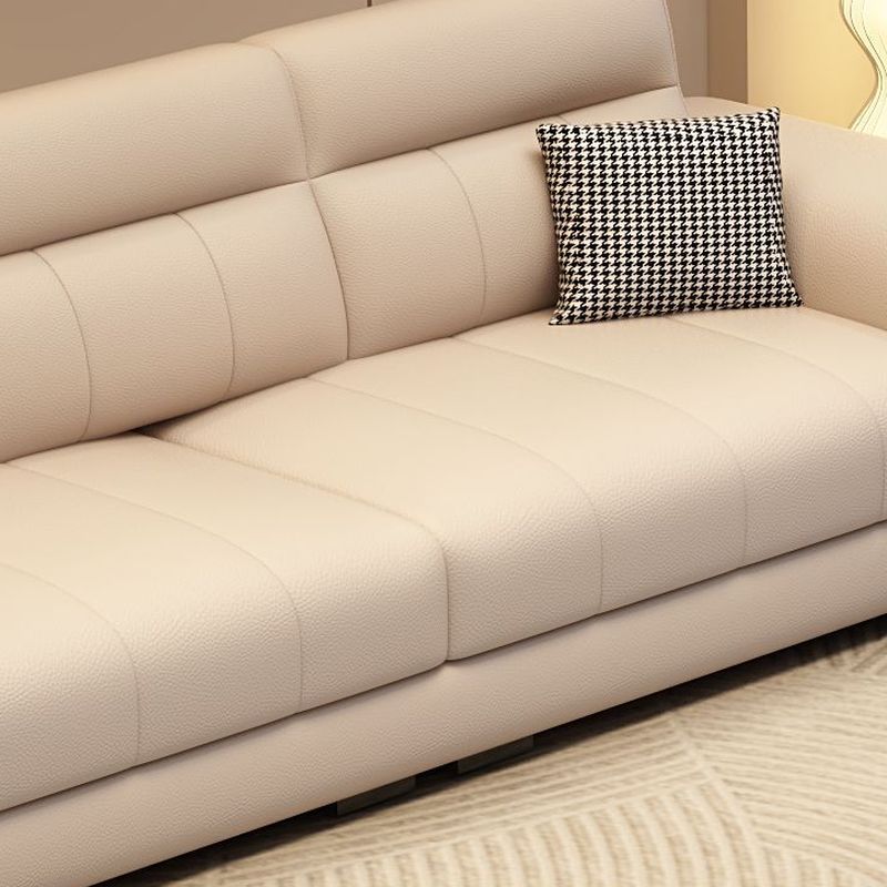 Trendy Ivory Pu Leather Solid Color Floor Sofa-Beige