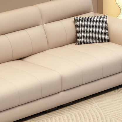 Trendy Ivory Pu Leather Solid Color Floor Sofa-Beige