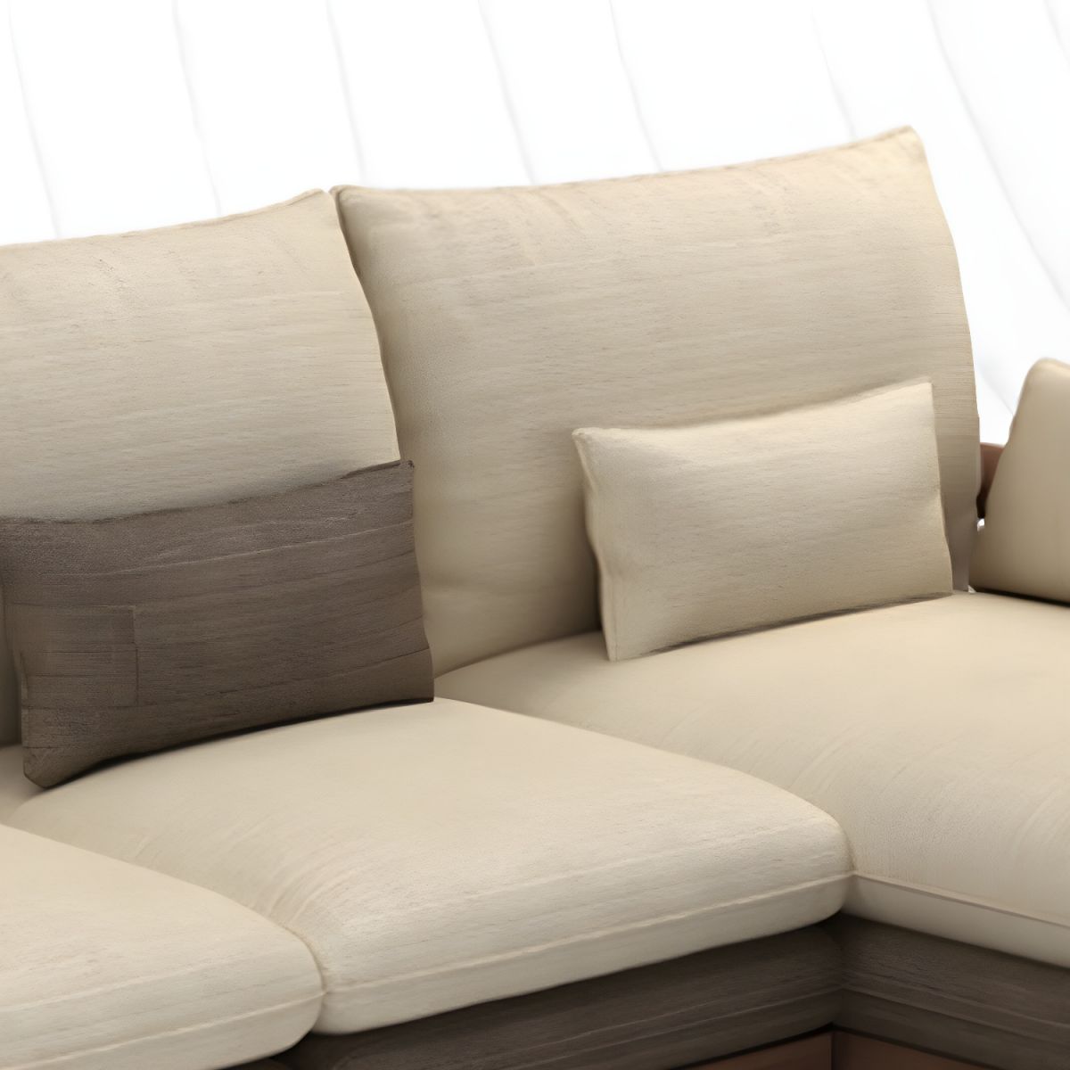 Suryavanshi ZenComfort Flared Arm Sectional Sofa, Removable Cushions with Wooden Legs