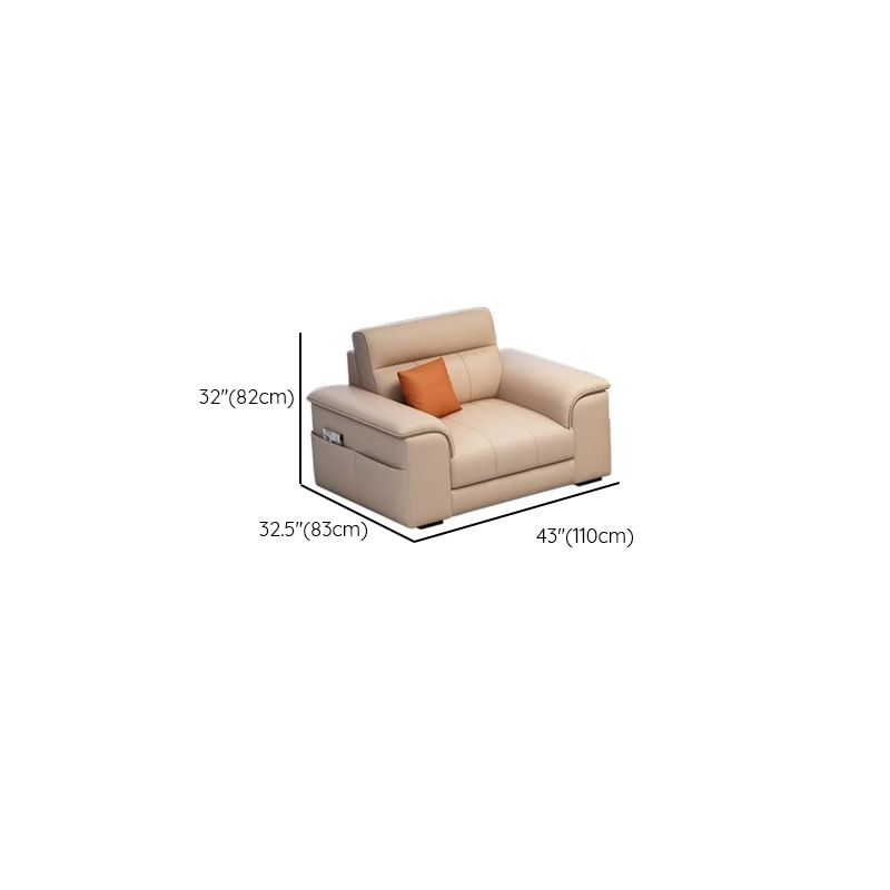 Trendy Ivory Pu Leather Solid Color Floor Sofa-Beige