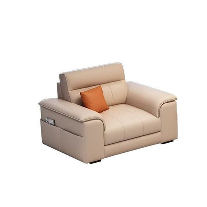 Trendy Ivory Pu Leather Solid Color Floor Sofa-Beige