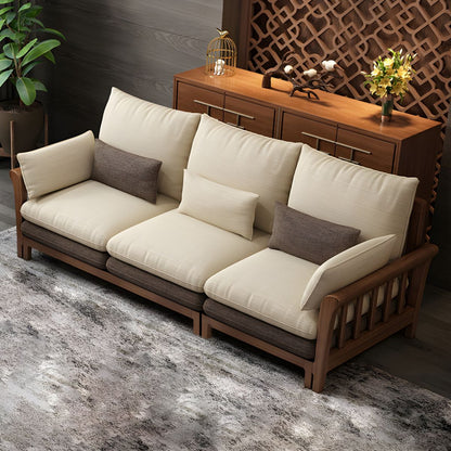 Suryavanshi ZenComfort Flared Arm Sectional Sofa, Removable Cushions with Wooden Legs